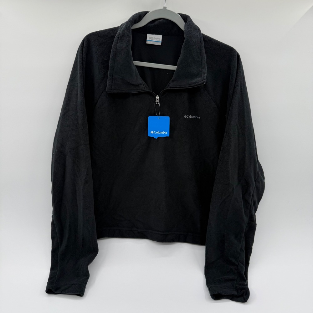 Columbia Glacial Cropped II‎ Fleece Pullover Black Womens XXL XP6401-010 NEW